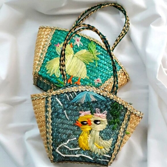 Vintage 2 Easter Baskets OOAK Wicker - Picture 9 of 16